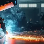 Plasma cutter in action